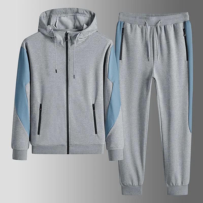 Spring Sports Suit Casual Jogger Sportswear 2 Piece Tracksuit Set Men Autumn Zip Up Hooded Jacket and Sweatpants Male Clothing