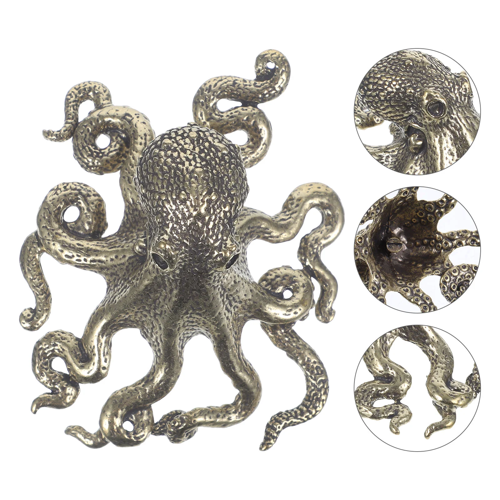 

Octopus Brass Decor Figurine Statue Desktop Figurines Animal Ornament Sculpture Home Adornment Figure Craft Sea Model Crafts