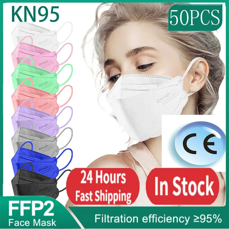 10-50 шт. ffp2mask Black kn95 mascarillas negra взрослые 5 слоев fpp2 утвержденный CE респираторная