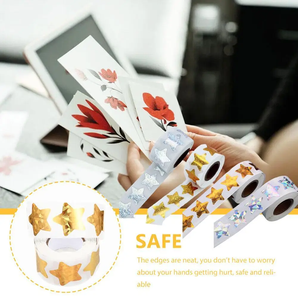 

1Roll/500Pcs Star Stickers for Kids Reward Foil Star Labels Self-adhesive Seal Stickers for Wall Crafts Classroom Gift Decor