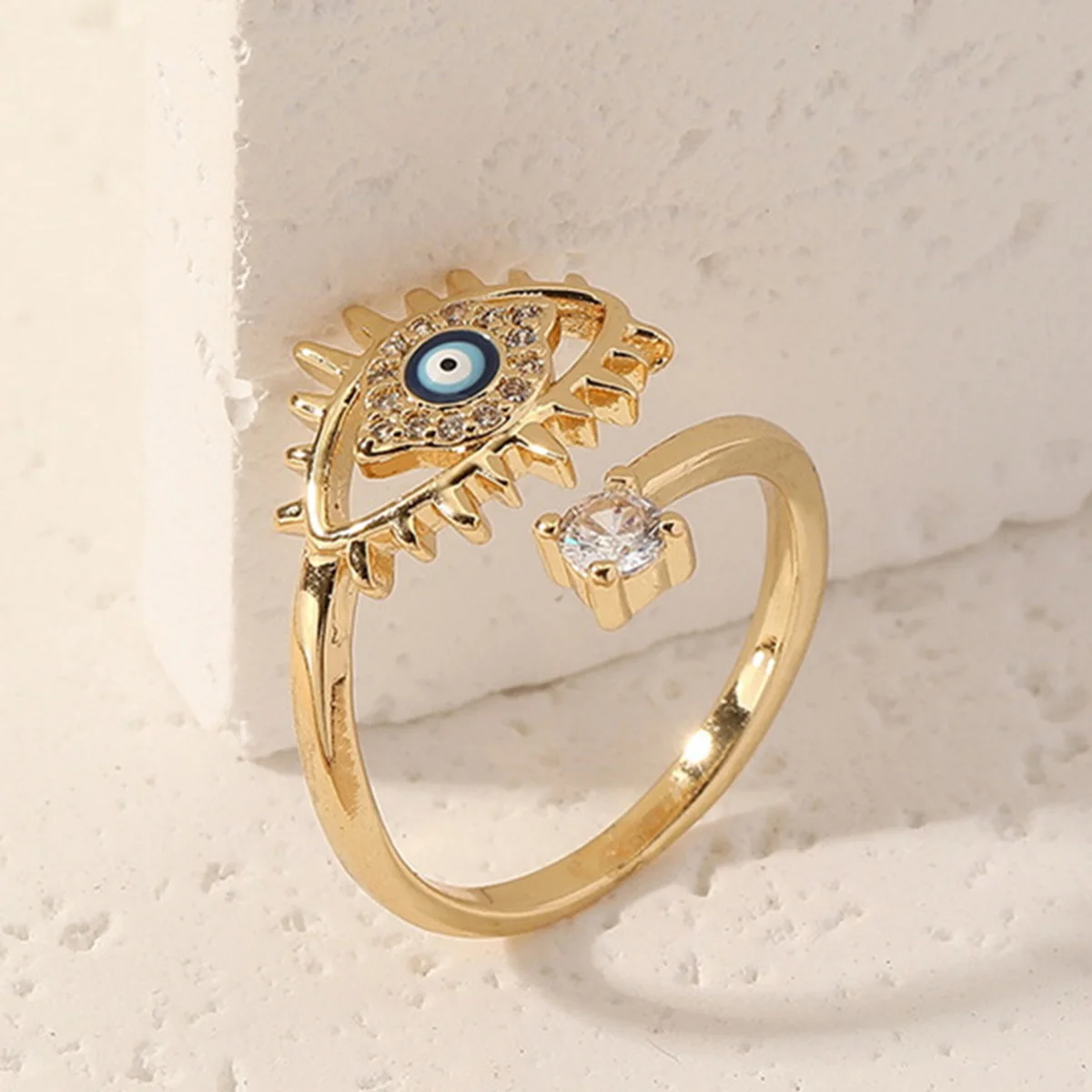 

Lucky Turkish Evil Blue Eyes Rings For Women Vintage Zircon Heart Demon Eye Open Finger Ring Gothic Emo Aesthetic Jewelry Gifts