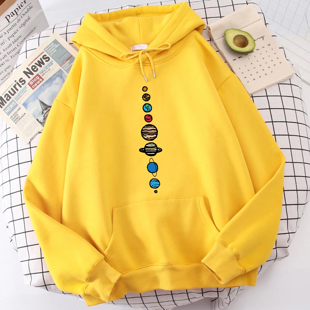 

Nine Planets Universe Solar System Man Clothes Fleece All-Match Clothing Oversized Creativity Hoodies Graphics Harajuku Hoodie