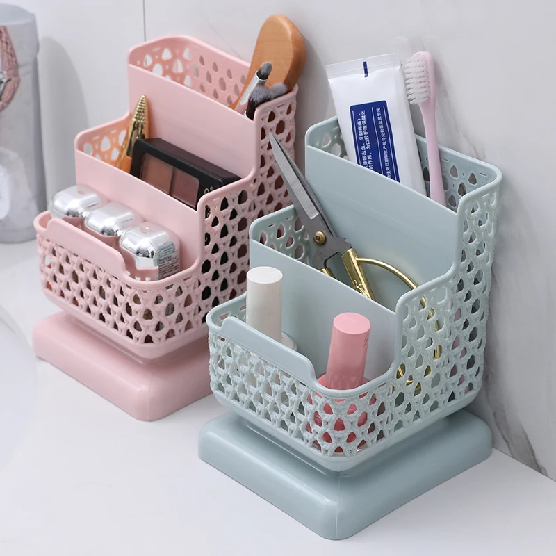 

Hollow Storage Box Three Layer Multifunctional Pen Holder Phone Bracket Cosmetic Organizer Desktop Office Supplies