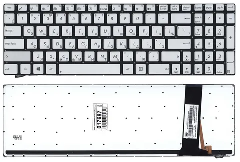Клавиатура для Asus N750JV серебристая с поддержкой подсветки