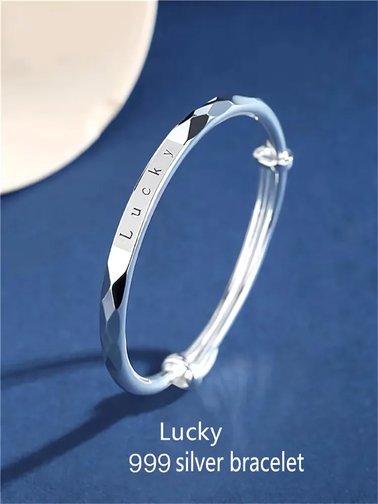 

Lucky Silver Lady S999 Sterling Silver Bracelet Japanese and Korean Young Exquisite Solid Jewelry Fashion Jewelry Free Lettering