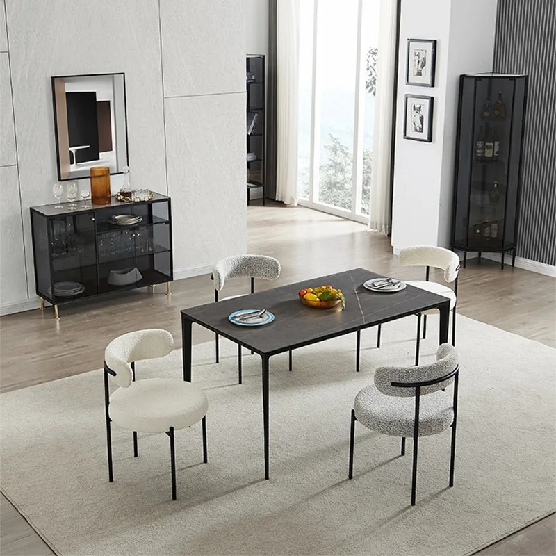 

Modern Simple Dresser Makeup Chair Black Metal Leg Dining Chair Portable Outdoor Stool Household Fabric Chair Armless Chairs