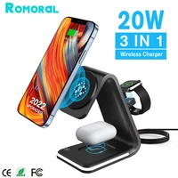 20w 3 in 1 magnetic wireless charger stand for magsafe apple watch 7 6 15w fast charging station for iphone 13 12 airpods 2 pro