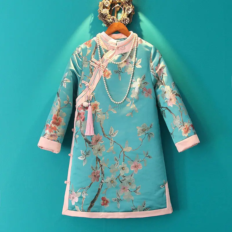 

2022 Chinese traditional oriental women cheongsam dress women evening party dress qipao autumn winter chinese loose dress a383