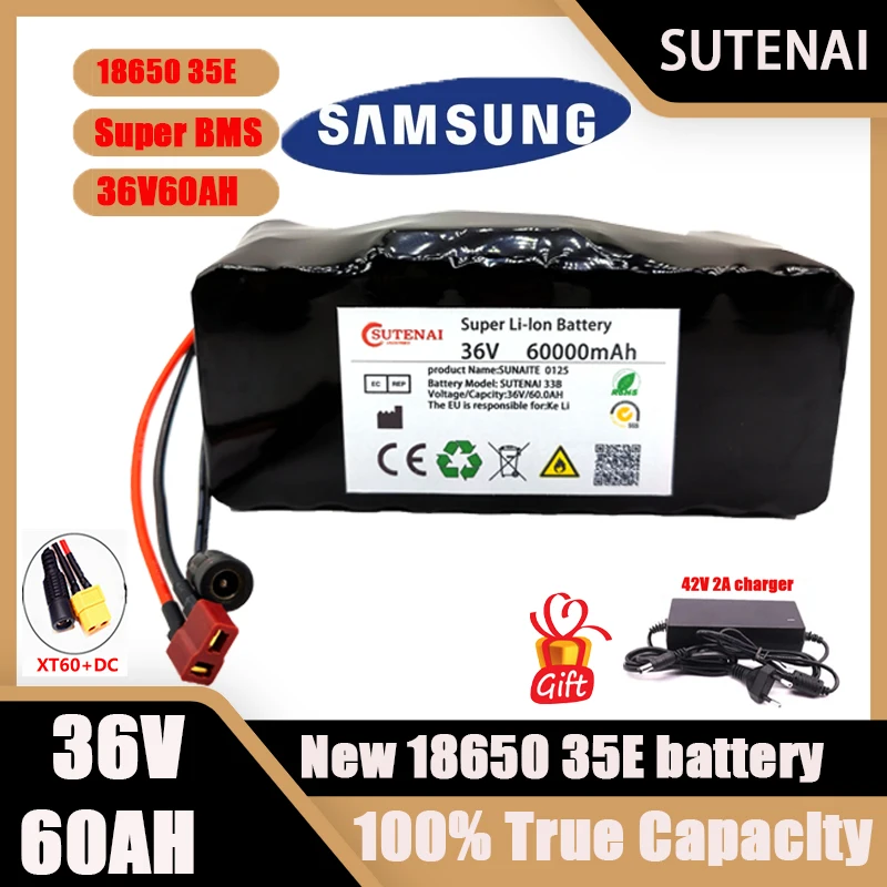 

Оригинальный Интеллектуальный Электрический скутер электрический велосипед 36 в 60 ач литиевый аккумулятор встроенный 40 А BMS 42 в 2 а зарядный электровелосипед + зарядное устройство