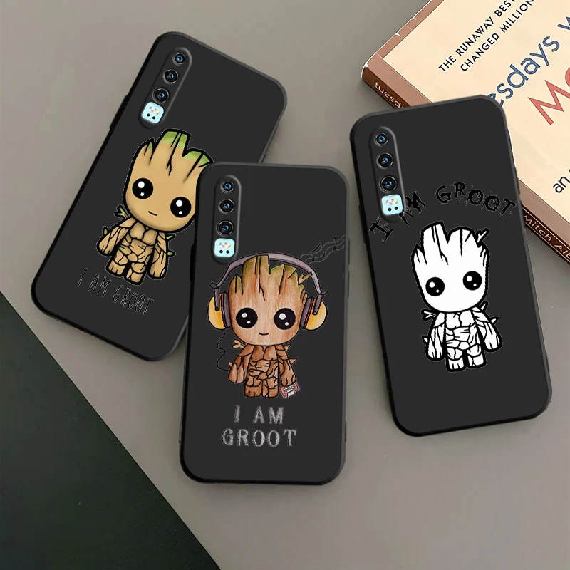 

Marvel super cute hero Groot Phone Case For Huawei P50 P40 P30 P20 Lite 5G Nova Plus 9 SE Pro 5T Y9S Y9 Prime Y6 Balck TPU