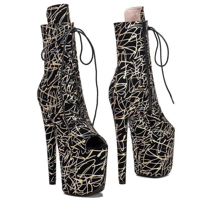 Leecabe  20CM/8inches ankle boots  fish mouth fashion   High Heel platform Pole Dance boot