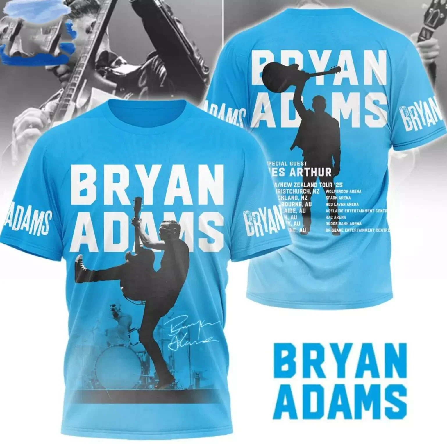 Фото Классические футболки Bryan Adams Rock с 3D принтом, уличная одежда унисекс, летние мужские и женские трендовые футболки в стиле хип-хоп с короткими рукавами, большие топы Y2k №3
