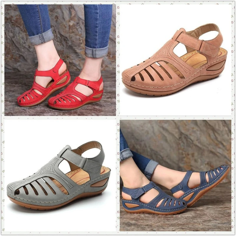 

Women's Sandals 2022 Summer Fashion Velcro Sandals Women Retro Baotou Romen Sandals Women Platform Wedge Sandlas Plus Size 43