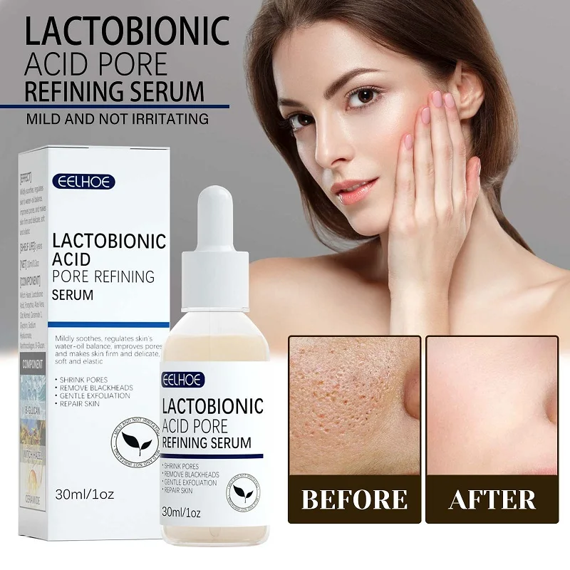 

Hyaluronic Acid Moisturizing Nourish Smooth Pores Repair Essence Firm Lactobionic Acid Pore Shrink Face Serum Korean Cosmetics