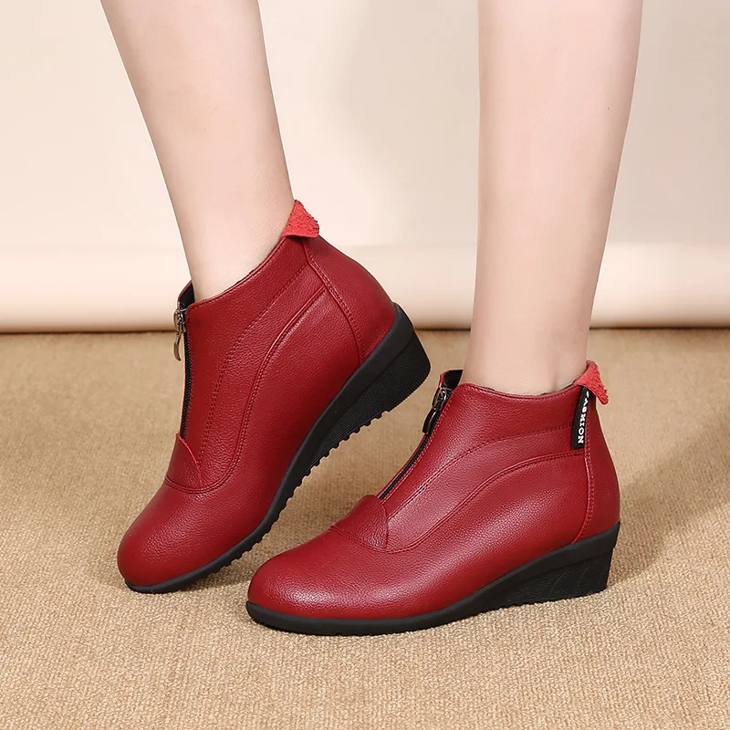

Plus Size 34-42 Women Ankle Boots Autumn Winter Warm Casual Shoes 4.5 Heels Wedges Female Short Boots Mom Cotton-padded Shoes