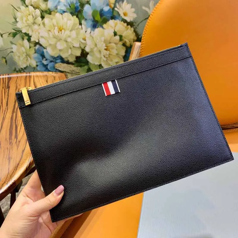 Men's Handbags Luxury Brand Solid Genuine Leather Business Clutch Bag Classic High Quality Casual Document TB Envelope Handbags