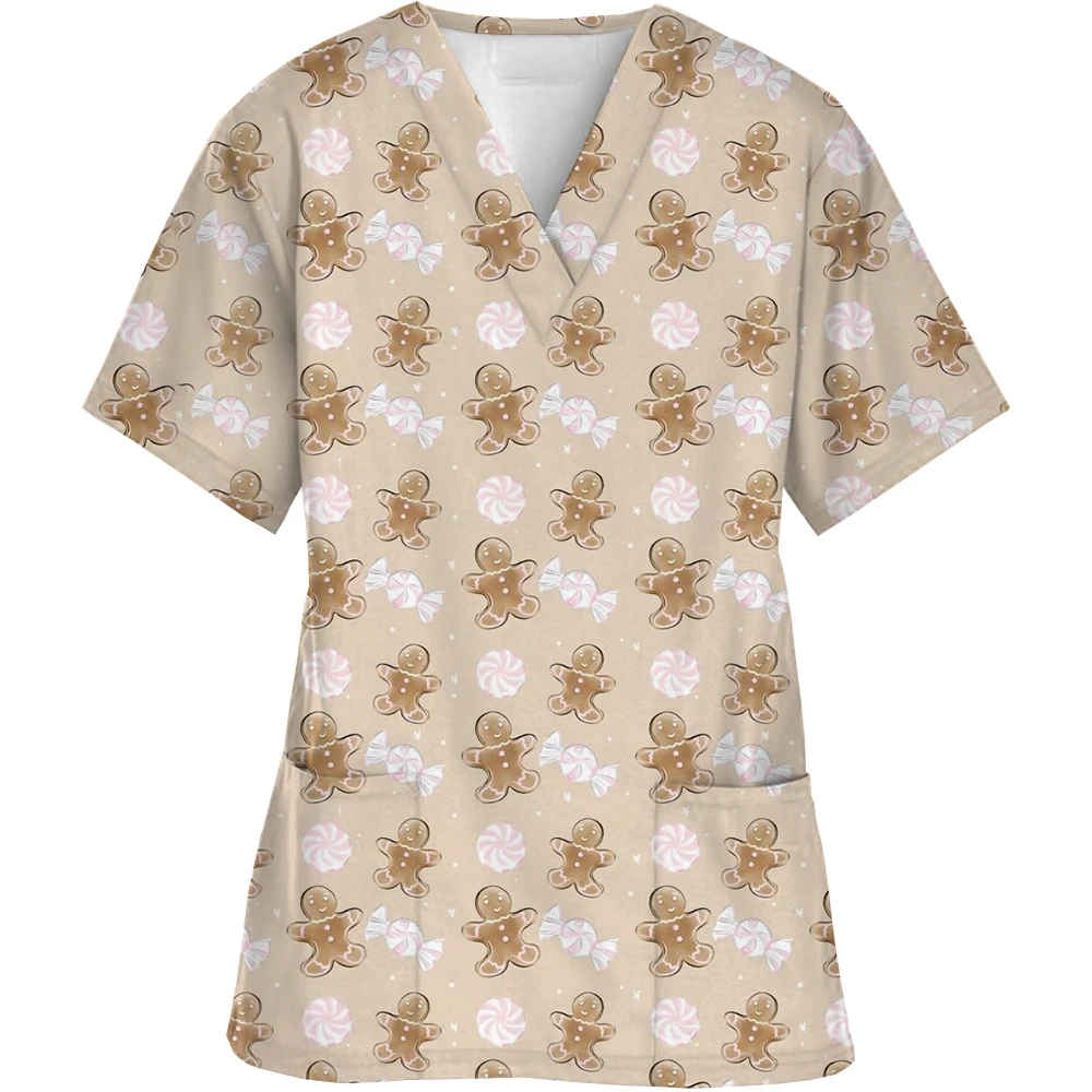 2024 женская рубашка с v-образным вырезом скрабы принтом принцессы топы униформа