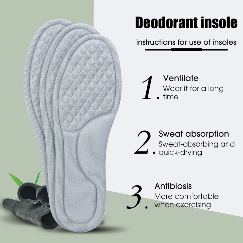 2PCS Soft Memory Foam Insoles for Shoes Men Women Deodorant Absorb-Sweat Massage Sport Insole Feet Orthopedic Shoe Sole Running