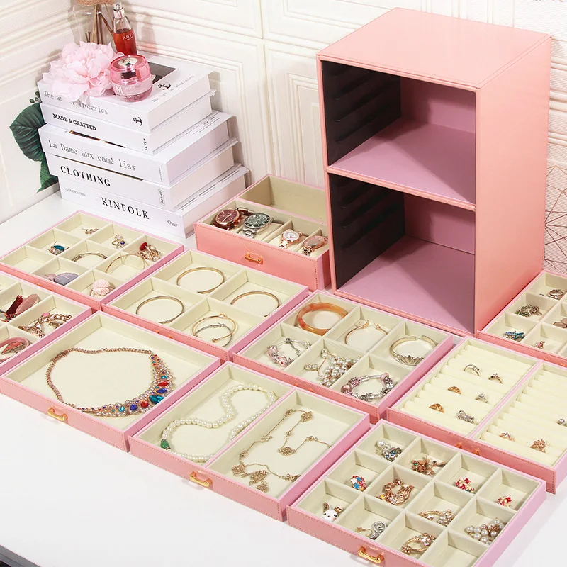 Luxury Multi Layer Jewelry Box Korean Large Capacity Jewelry Storage Box Organizer for Girl Case Wooden with Lock Gift Ideas