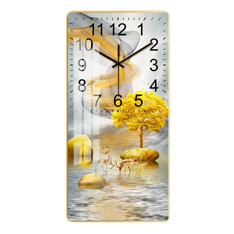 

Rectangle crystal porcelain clock living room and study hanging clock fashionable and simple silent clock creative clock