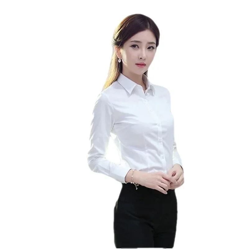 Women's Spring Autumn New Long Sleeve Shirt Slimming Plus Size Korean Style Professional Workwear Base Layer Top