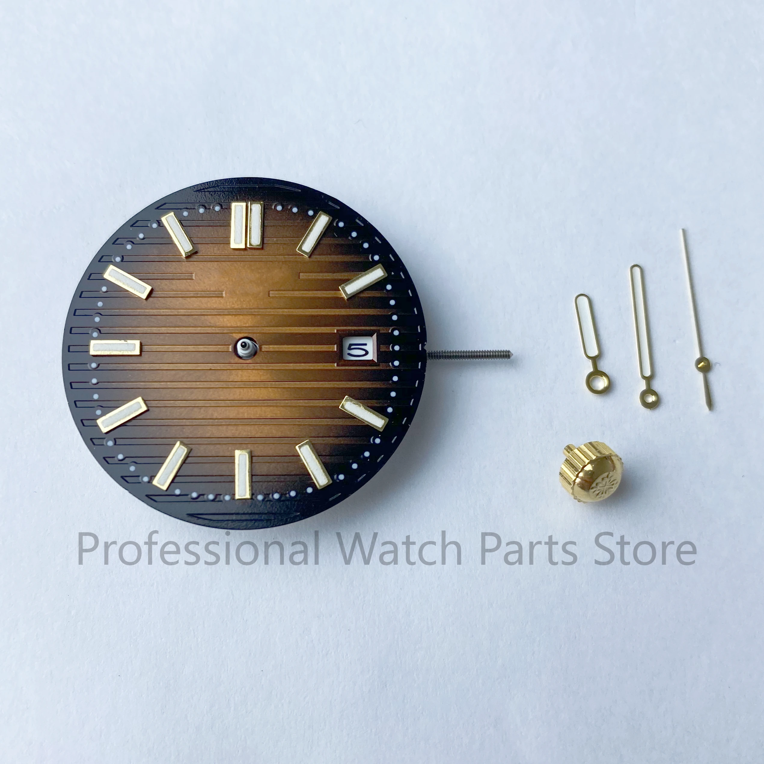 40mm Watch Accessories Set Case+Dial+Hands+Crown+Stainless Steel Strap with Complimentary Quartz Movement Set Calendar Window