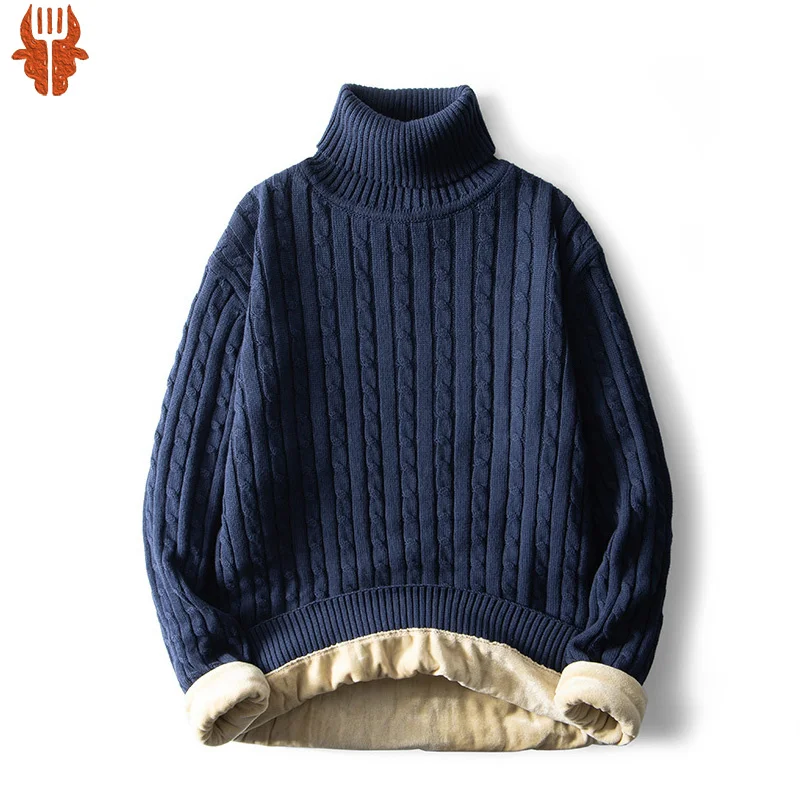 

Мужской пуловер, свитер для мужчин, новинка 2022, Корейская Зимняя мода, полосатый Повседневный свитер, сохраняющий тепло, флисовый Вязаный ми...