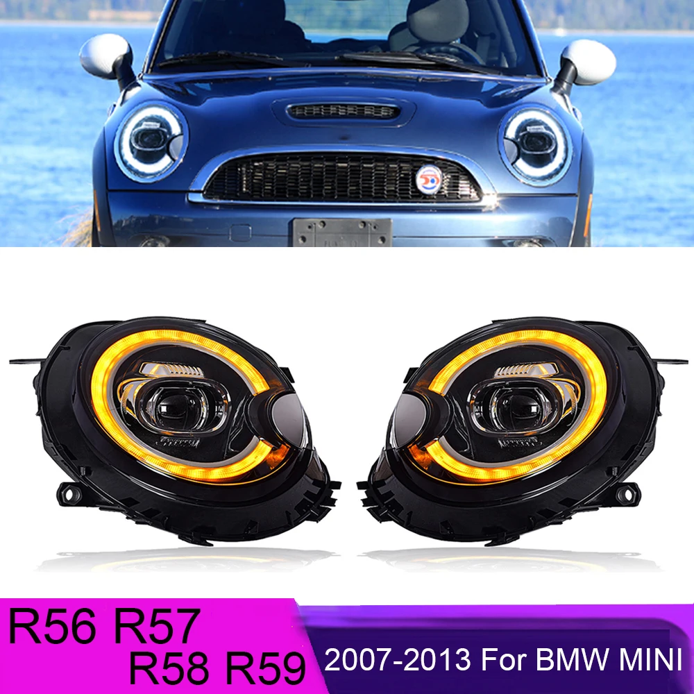 Автомобильные светодиодные фары в сборе для BMW Mini Cooper 2007 2008 2009-2013 R56 R57 R58 R59