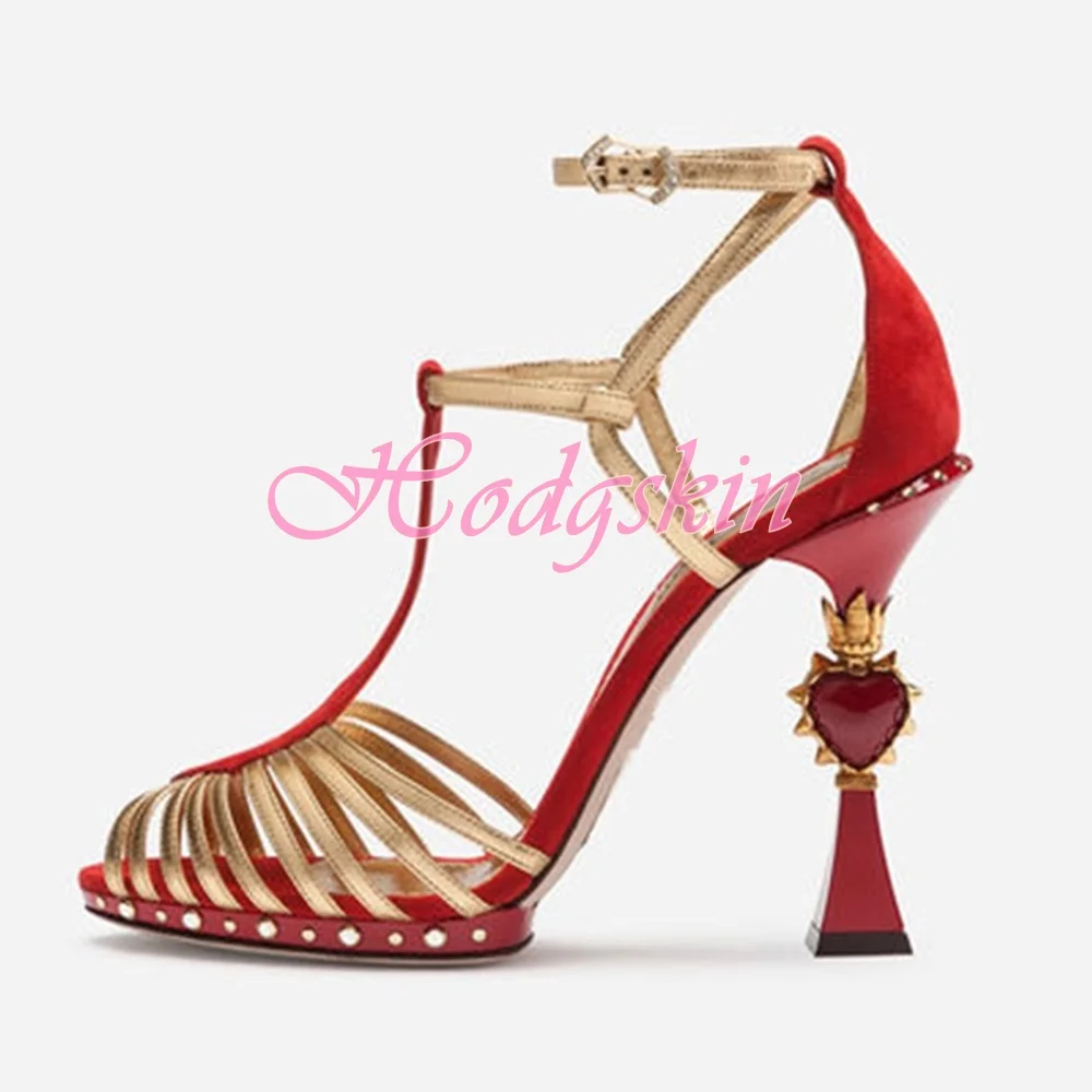 Купи Straps Hollow Heart Heels Sandals Ankle Buckles Stiletto Heels Women Sexy Shoes Summer Party Runway Designer Sandals Fashion за 5,606 рублей в магазине AliExpress