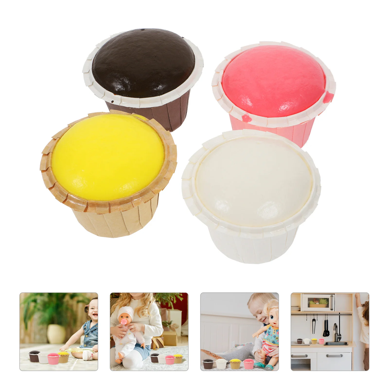 

4 шт., имитация торта, настольное украшение, модели десертов, искусственная еда, искусственные деликатные торты, Реалистичный искусственный кекс