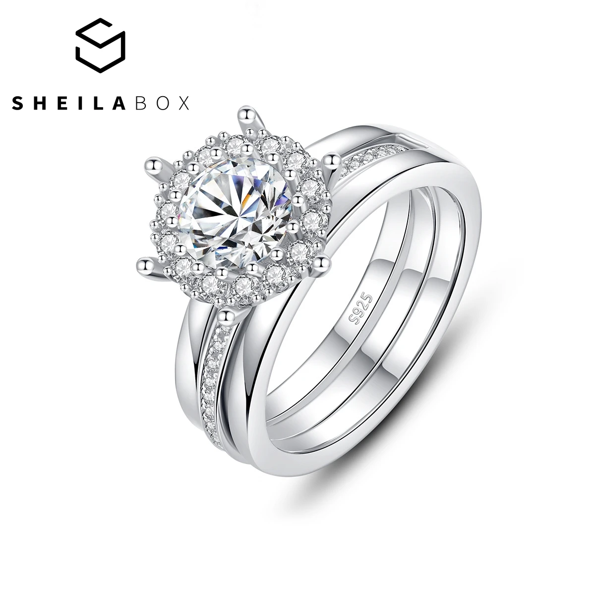 

Sheilabox Moissanite Diamond Ring Women 925 Silver Ring One Carat Proposal Engagement Set Ring Luxury Niche Fashion Hand Jewelry