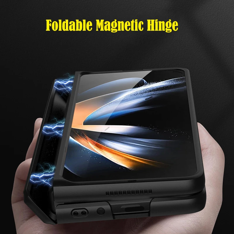 Magnet Hinge Coverage Protection Phone Case for Samsung Galaxy Z Fold 4 5G Armor Case Fold 4 Protect Cover with Bracket holder