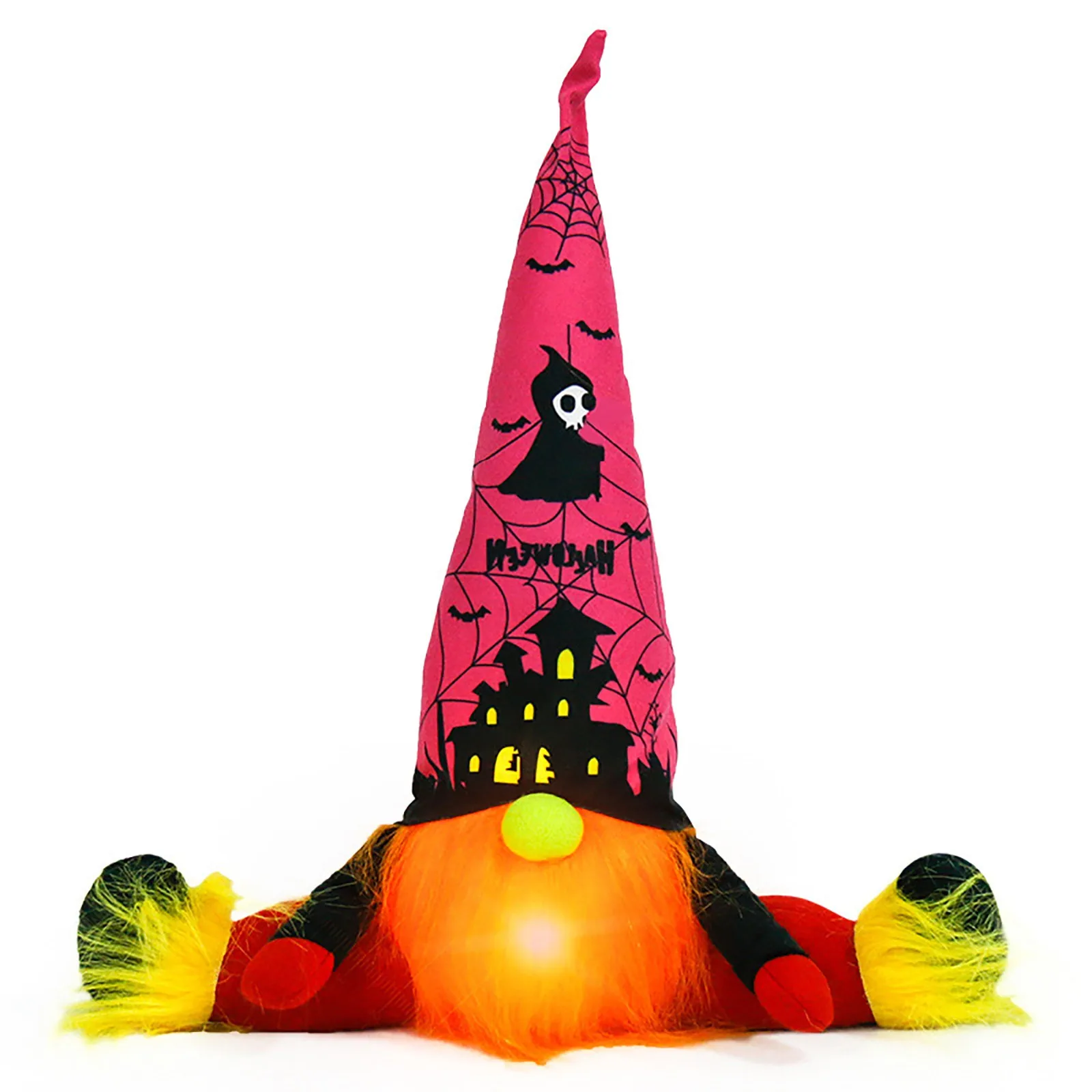 

Halloween Glowing Gnomes Decorative Ornaments Top Hat Short Legs Faceless Doll Tree Made of Ornaments Anime Ornaments for Tree