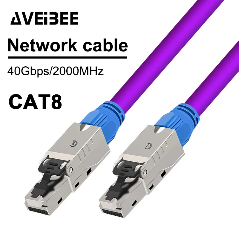 1819 NO.2 Cat8 Ethernet Patch Cable S/FTP 22AWG Screened Solid 2000Mhz (2Ghz) Up to 40Gbps Future 5th-Gen LAN