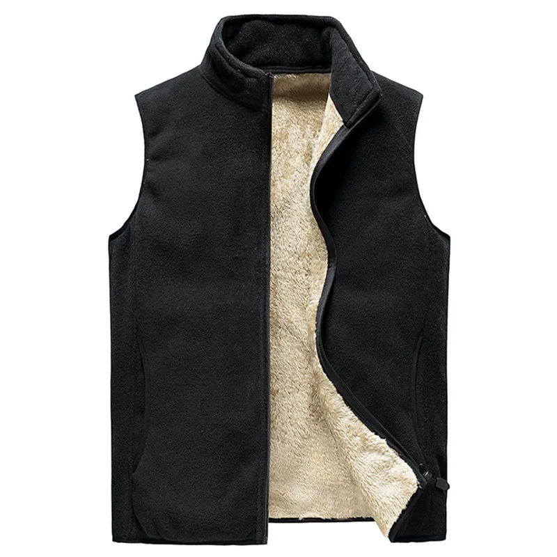 Fashion Men Sleeveless Lamb Wool Hoodies Winter Thick Warm Fleece Zipper Hoodies Coat Sportwear Streetwear Hoodies Sweatshirts