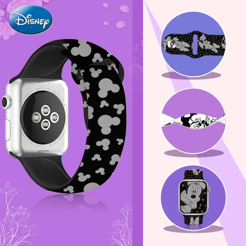 

Disney Mickey Minnie Couple Strap For Apple Watch Band 41mm 45mm 49mm 44mm 42mm 40mm 38mm Bracelet For iWatch SE 7 6 5 4 3 2 1