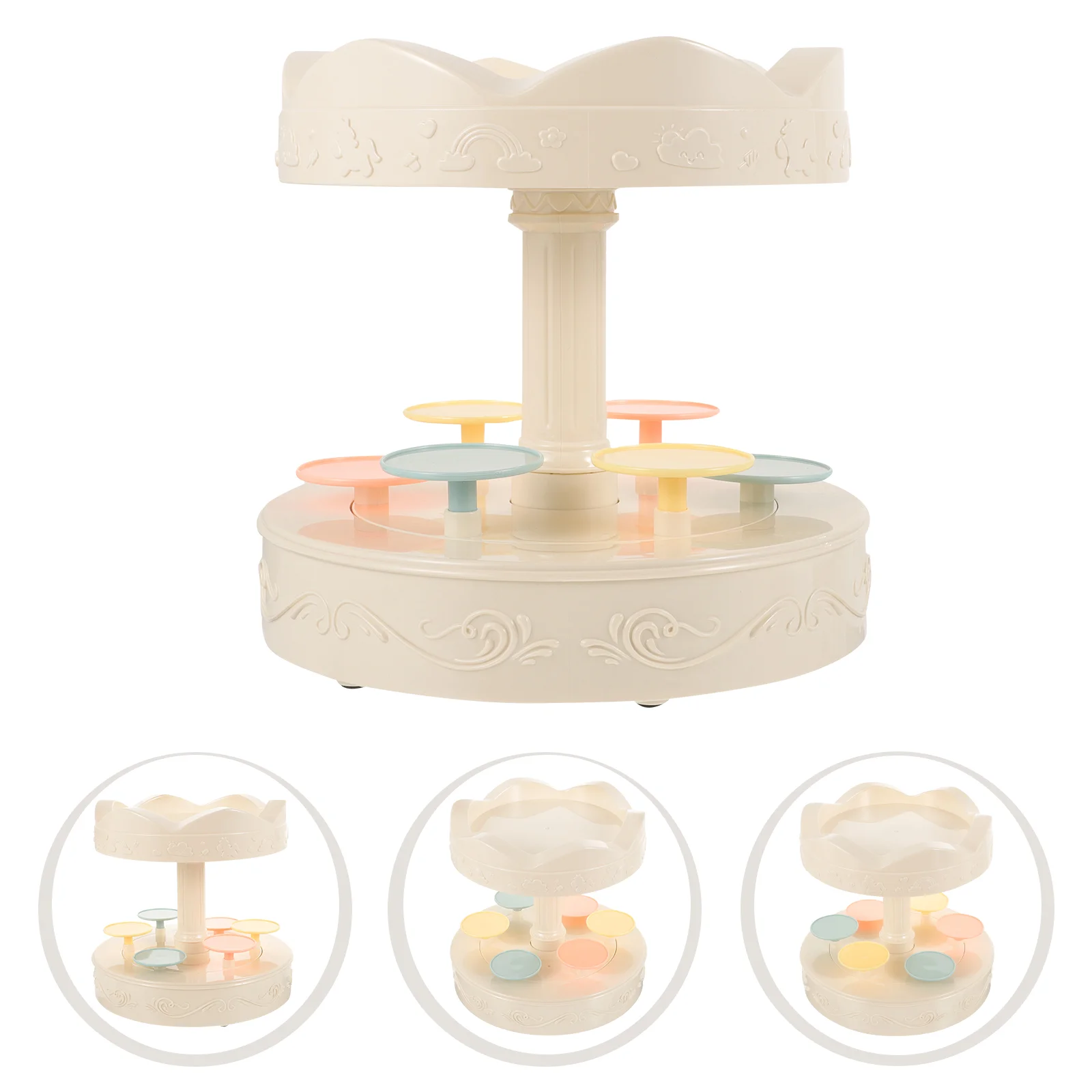

Macaron Display Stand Rotary Dessert Machine Automatic Rotating Sushi Holder Desktop Turntable Cake Pedestal