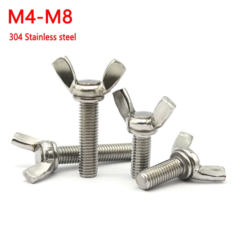 

2-10 шт. M4 M5 M6 M8 болты с крыльями бабочки стандартной стали болты с крыльями Длина 8-60 мм