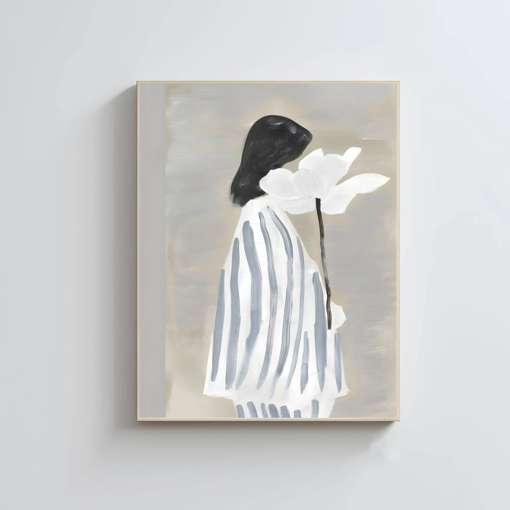 Абстрактный полосатый женский постер на холсте