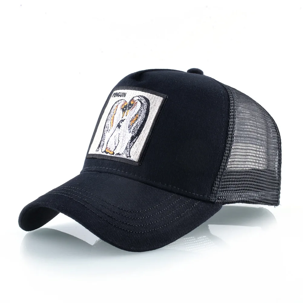Women's Baseball Cap With Penguin Embroidery Patch Snapback Mesh Dad Hat Women Fashion Streetwear Hip Hop Trucker Caps Visor Hat