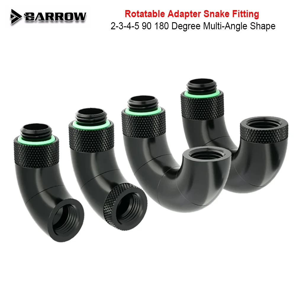 Поворотный адаптер Barrow змеевидный фитинг 2-3-4-5 90 180 градусов многоугловая форма, разъемы «штырь-гнездо» для водяного охлаждения ПК