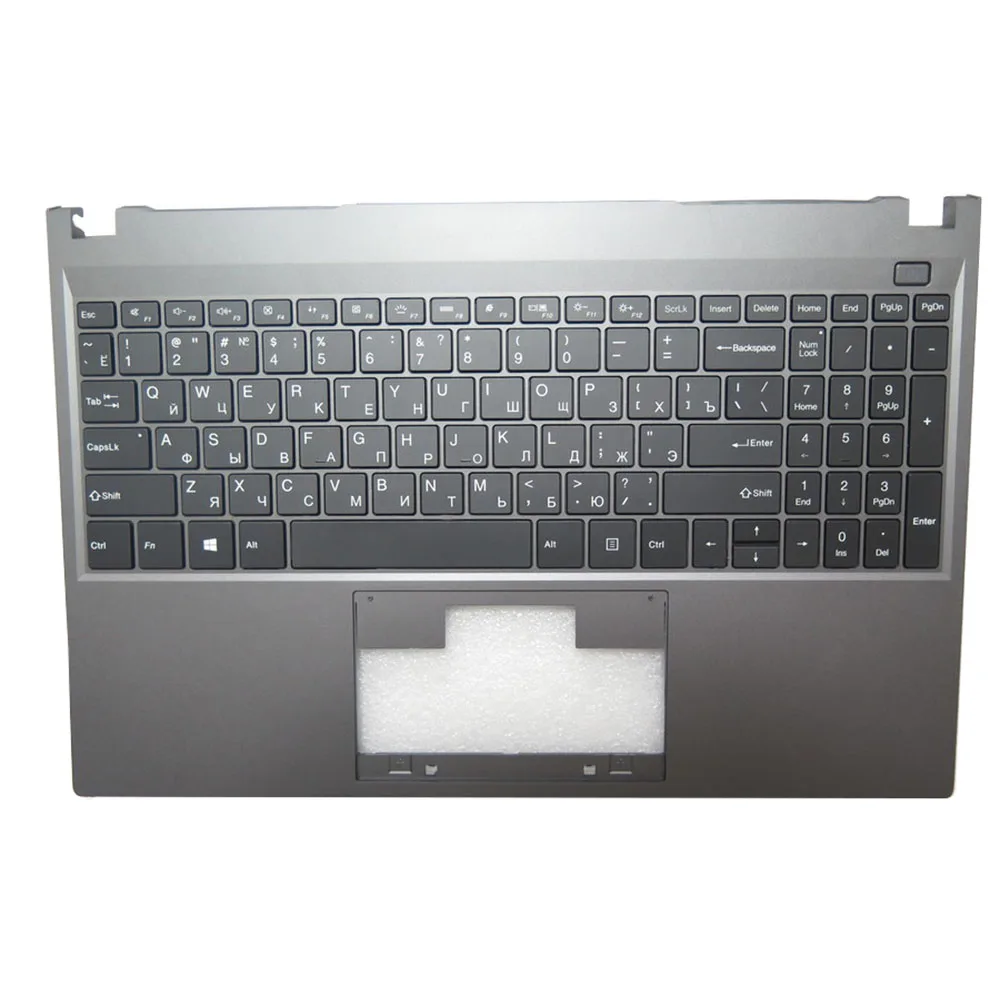 Фото Подставка для рук и клавиатура для ноутбука Rikor Rbook B R-N-15-5400U ME-1554, серый верхний чехол, черный, США/русская клавиатура RU №1