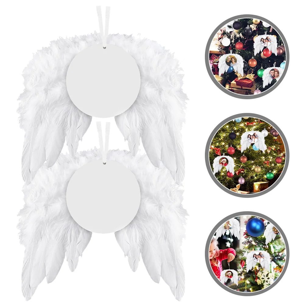 

2 Pcs Heat Transfer Pendant Home Decoration Christmas Party Hanging Sublimation Personalized Aluminum Sheet Xmas Tree Ornament