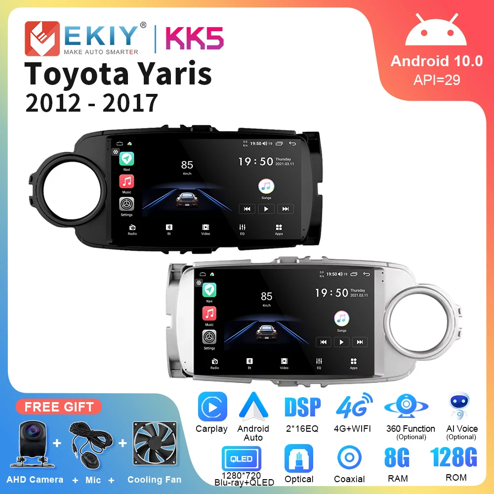EKIY KK5 Car Radio Autoradio Android 10 For Toyota Yaris 2012-2017 GPS Navigation Multimedia Player Carplay Stereo 2 Din DVD HU