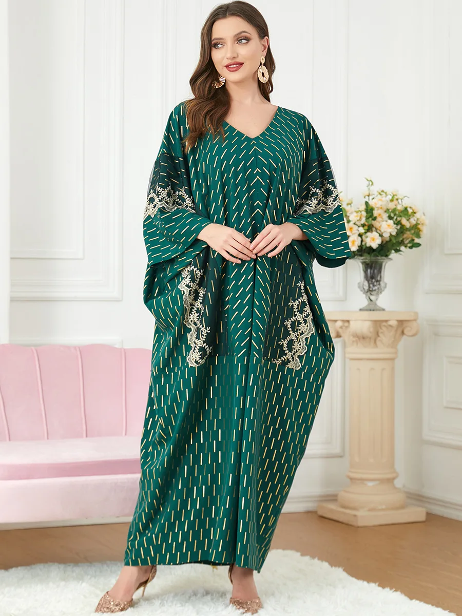 

Женское длинное платье с рукавом летучая мышь, свободное повседневное платье в марокканском стиле