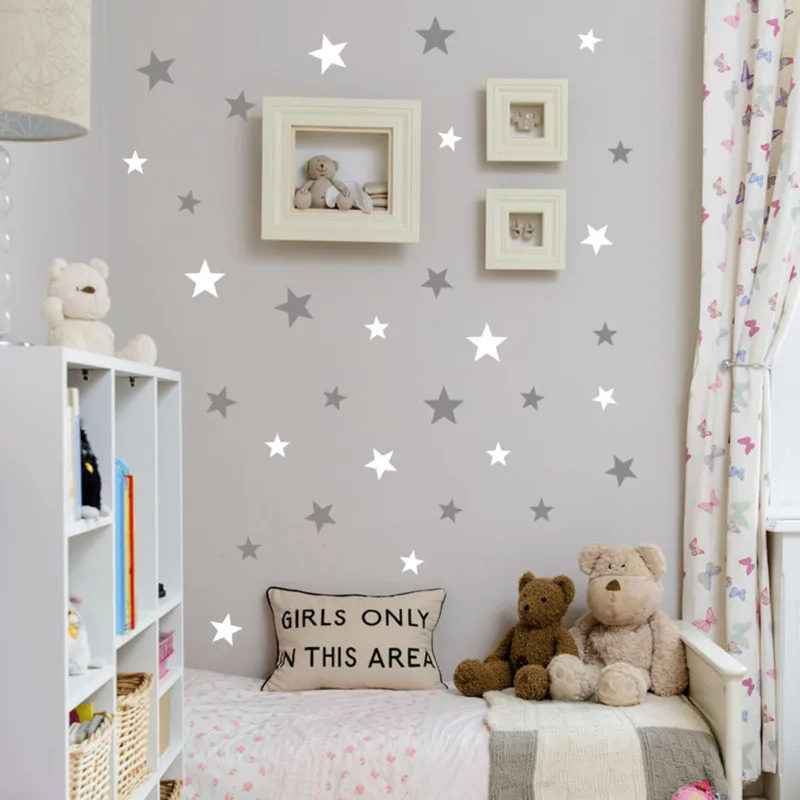 

Creative Gray And White Star Wallpaper Simple Modern Background Wall Living Room Decoration Wall Stickers Self-adhesive Decor