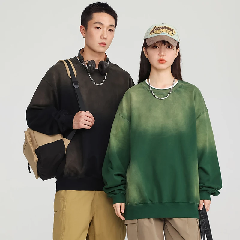 

Свитер Sfumato в стиле ретро с круглым вырезом, Модный парный свободный свитер в стиле Харадзюку, уличная одежда унисекс, черного, серого, зеленого цветов