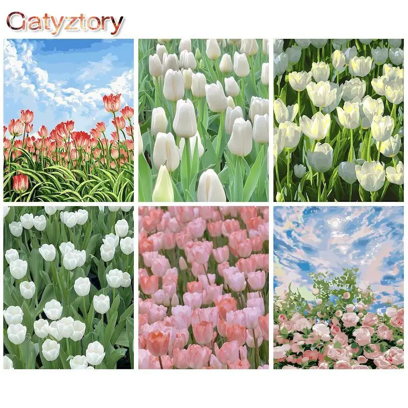 

GATYZTORY Framed Painting By Numbers For Adults Flower Paints Kits Living Room Wall Art Pictures HandPainted Diy Gift Home Decor