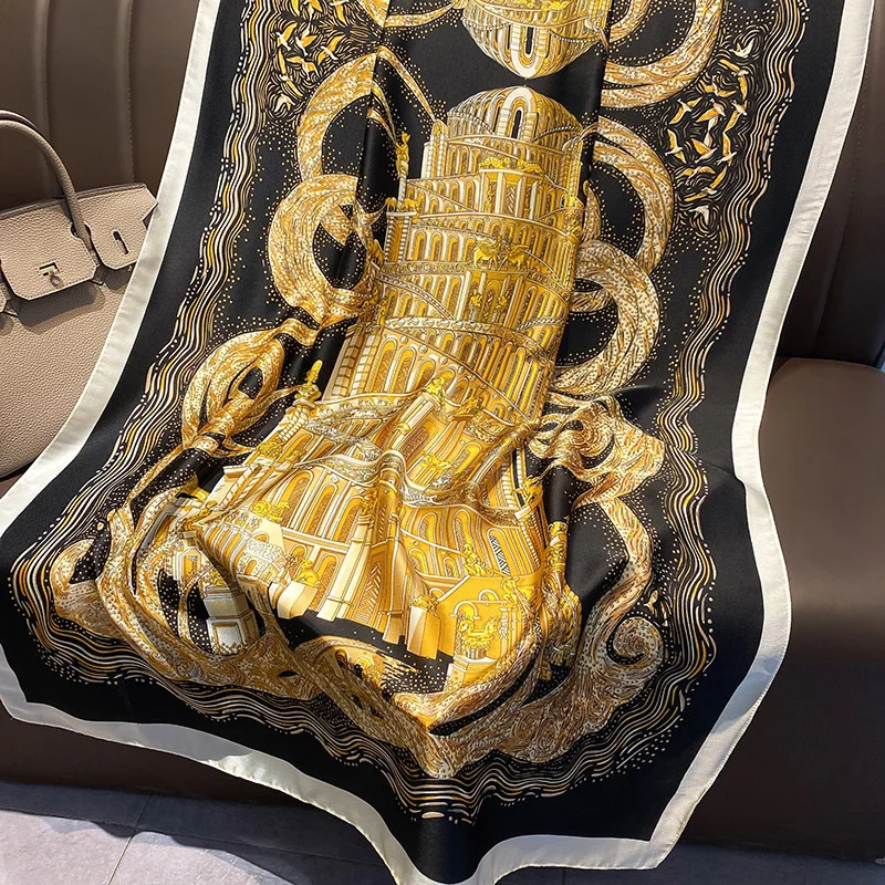 

Luxury Brand 2022 Silk Scarf Women Large Shawls Pashmina Hijab Foulard Echarpe Design Print Lady Beach Stole Head Scarves