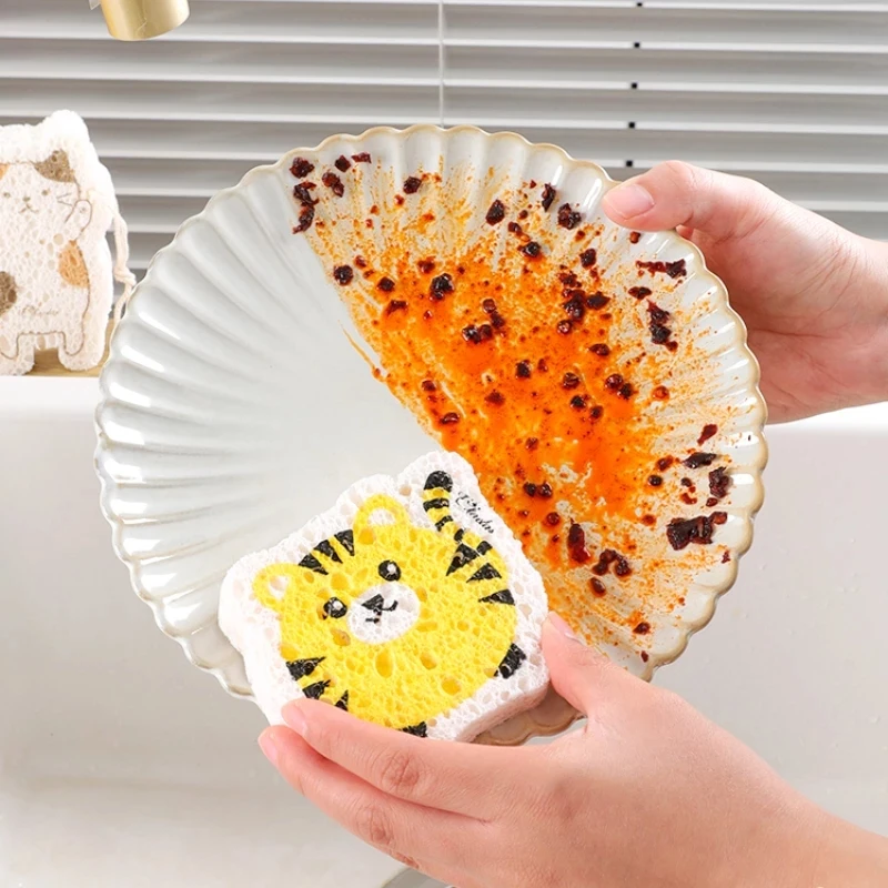 

Portable Animals Compressed Wood Pulp Sponge Cleaning Brush Pot Brush Non-stick Oil Dish Cloth Cleaning Supplies Kitchen Tools